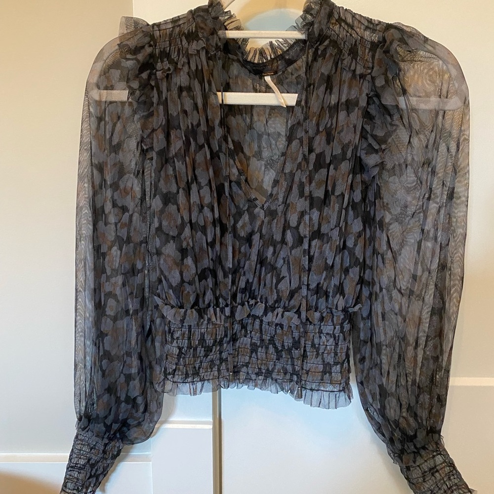 FP cheetah print mesh top
